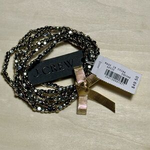 NWT J. Crew Beaded Set Silver Bracelets